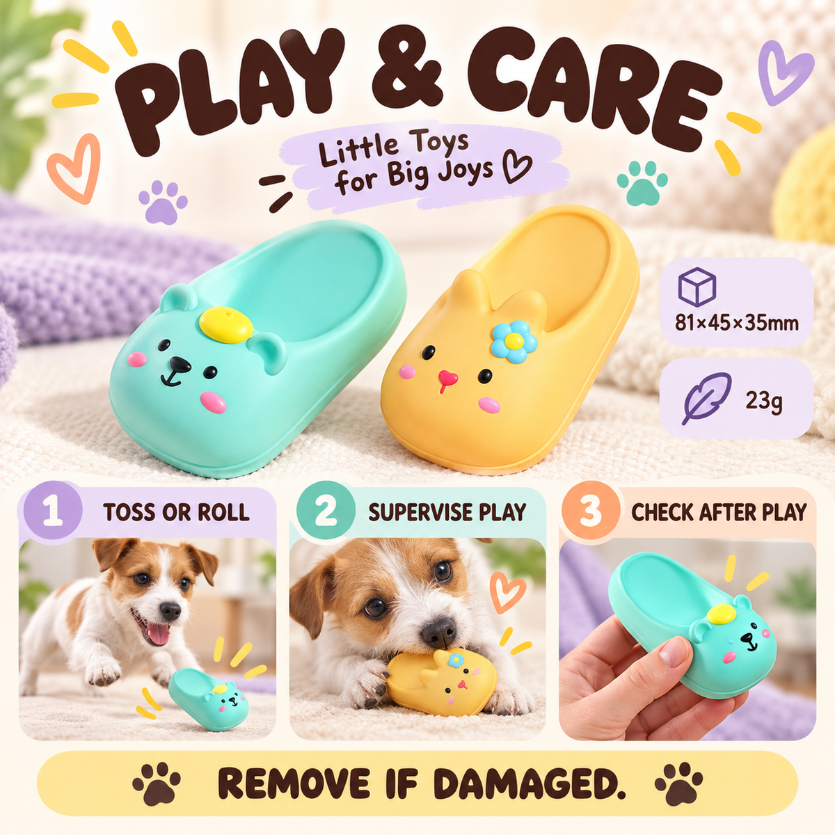 Cozy Step Squeaky Slipper play and care guide
