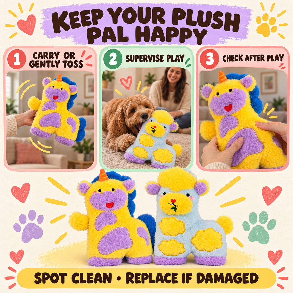 Snuggle Patch Plush Dog Toy play and care guide