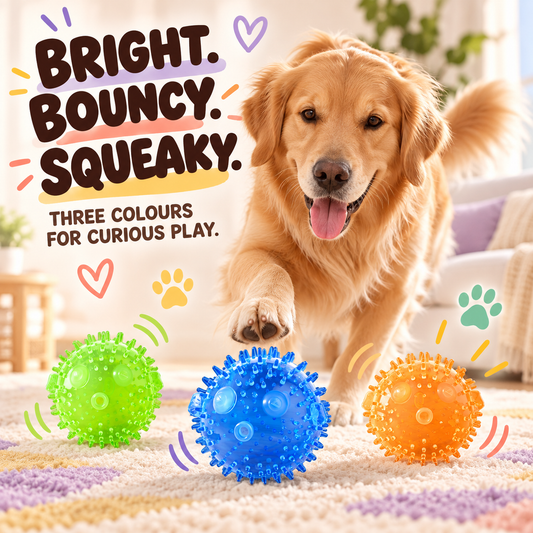 Glow Spike Squeaky Ball in a playful lifestyle scene