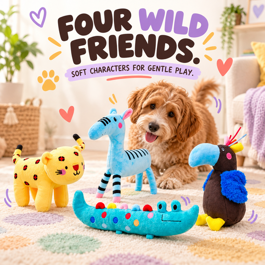 Woodland Longneck Plush Toy in a playful lifestyle scene