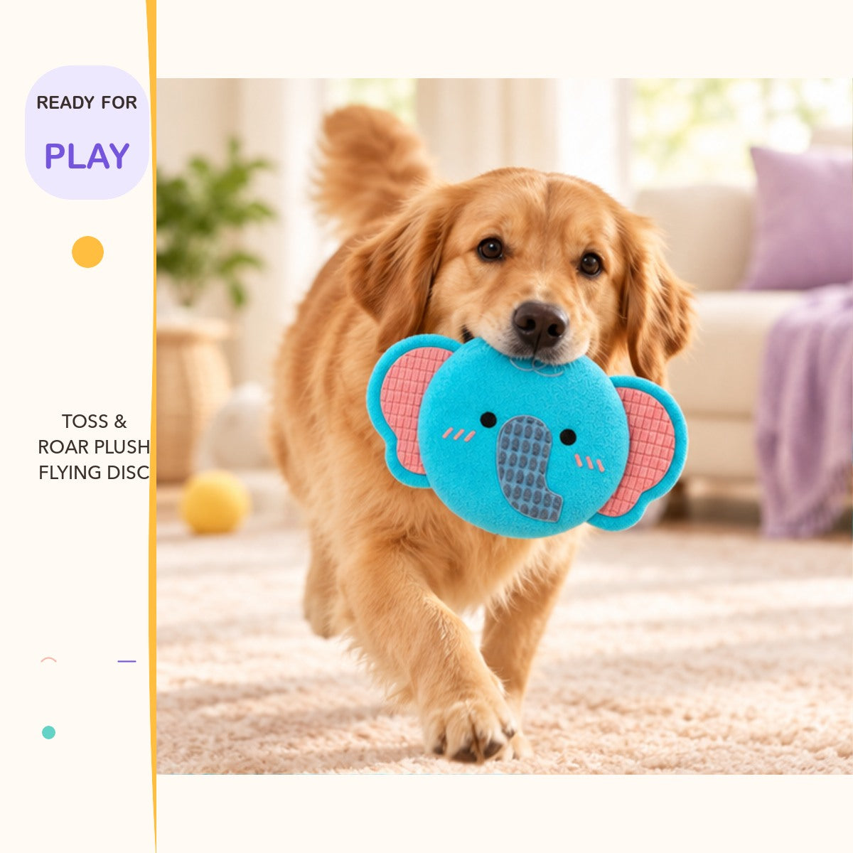 Toss & Roar Plush Flying Disc in a playful lifestyle scene