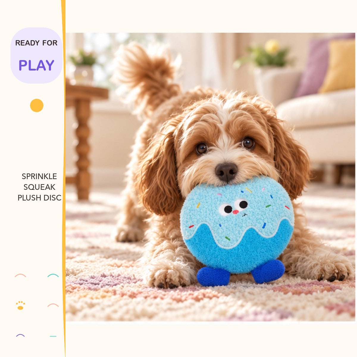 Sprinkle Squeak Plush Disc in a playful lifestyle scene