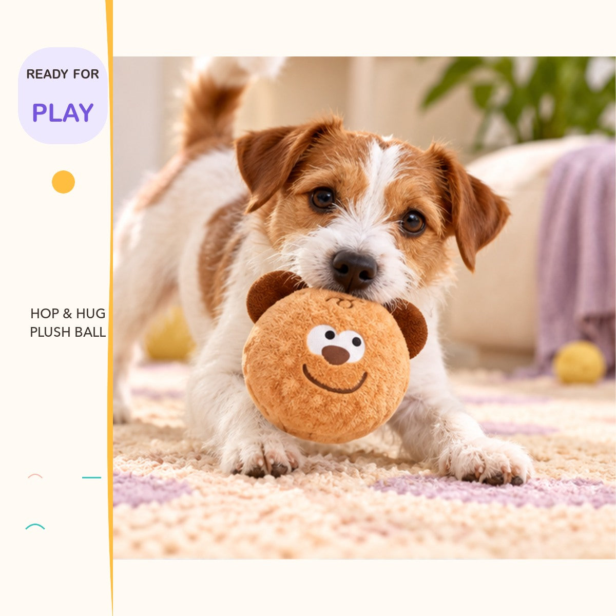 Hop & Hug Plush Ball in a playful lifestyle scene