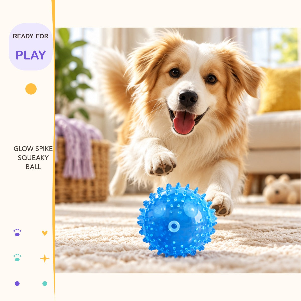 Glow Spike Squeaky Ball in a playful lifestyle scene