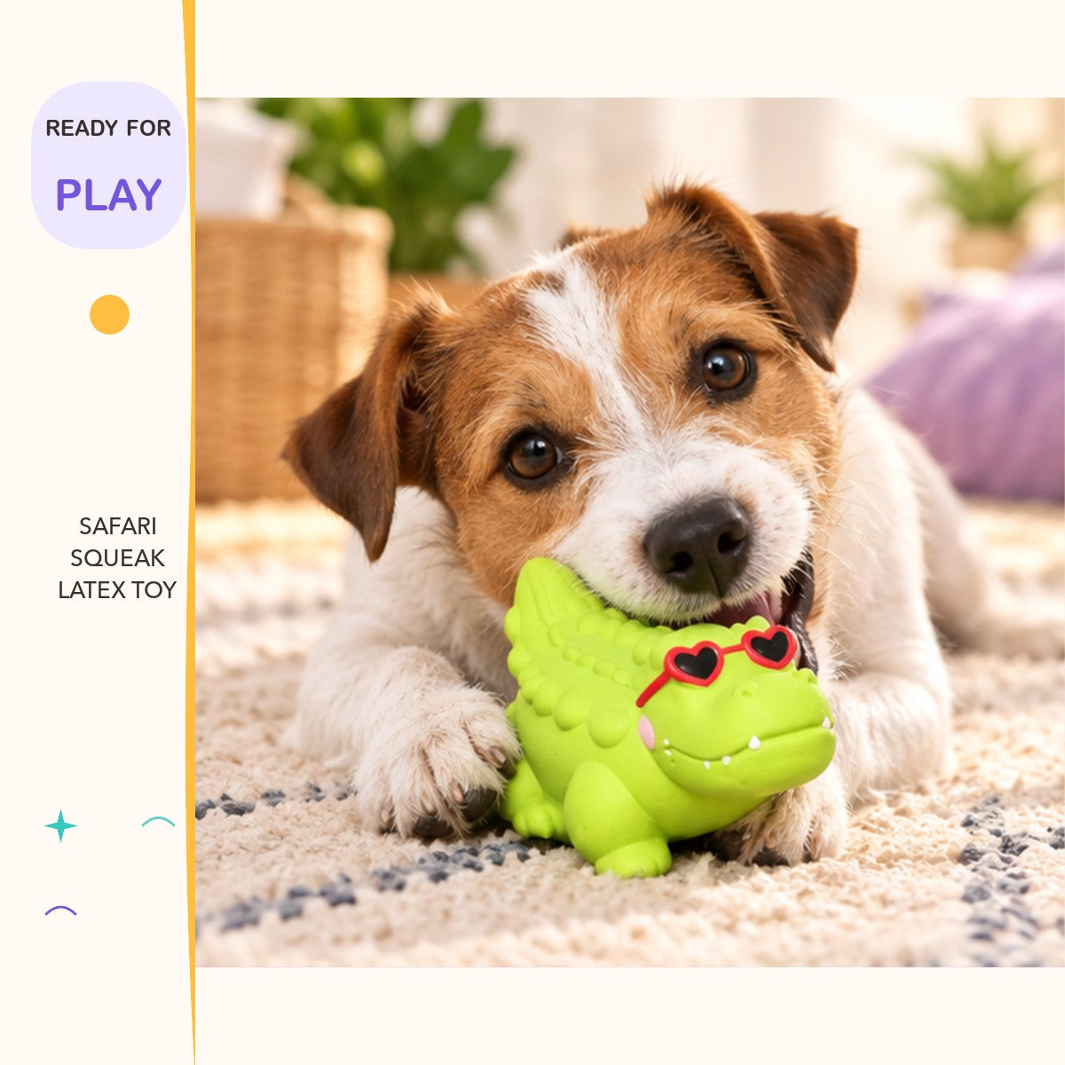 Safari Squeak Latex Toy in a playful lifestyle scene
