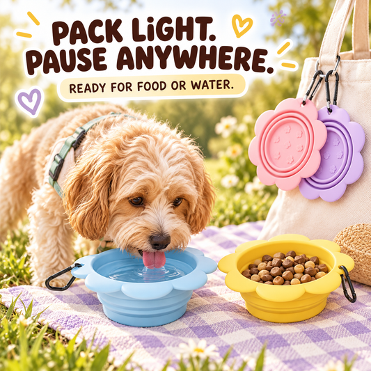 Petal Pack Collapsible Bowl in a playful lifestyle scene