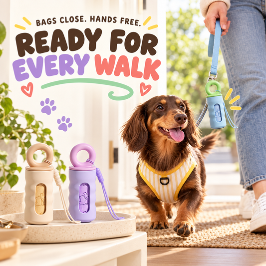 Poop Pal Bag Dispenser in a playful lifestyle scene
