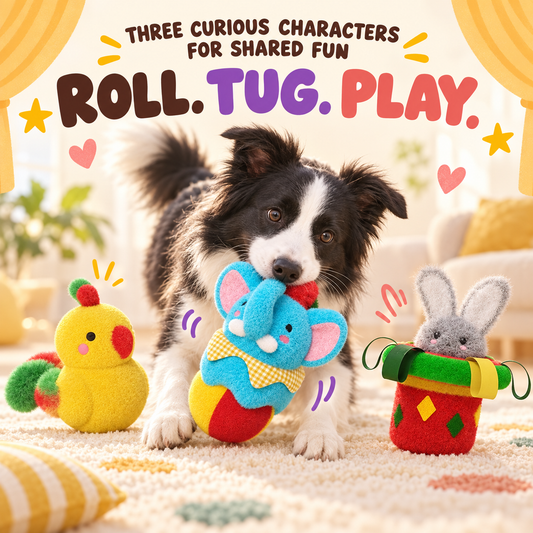 Roly-Poly Plush Tug Toy in a playful lifestyle scene