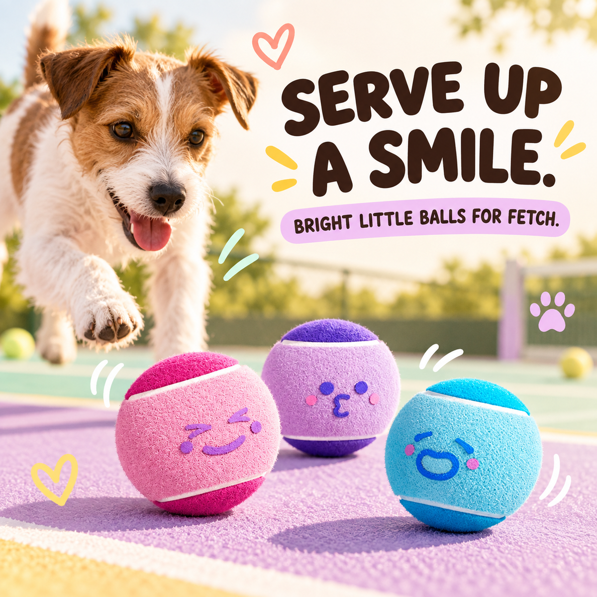 Smile Serve Tennis Ball in a playful lifestyle scene