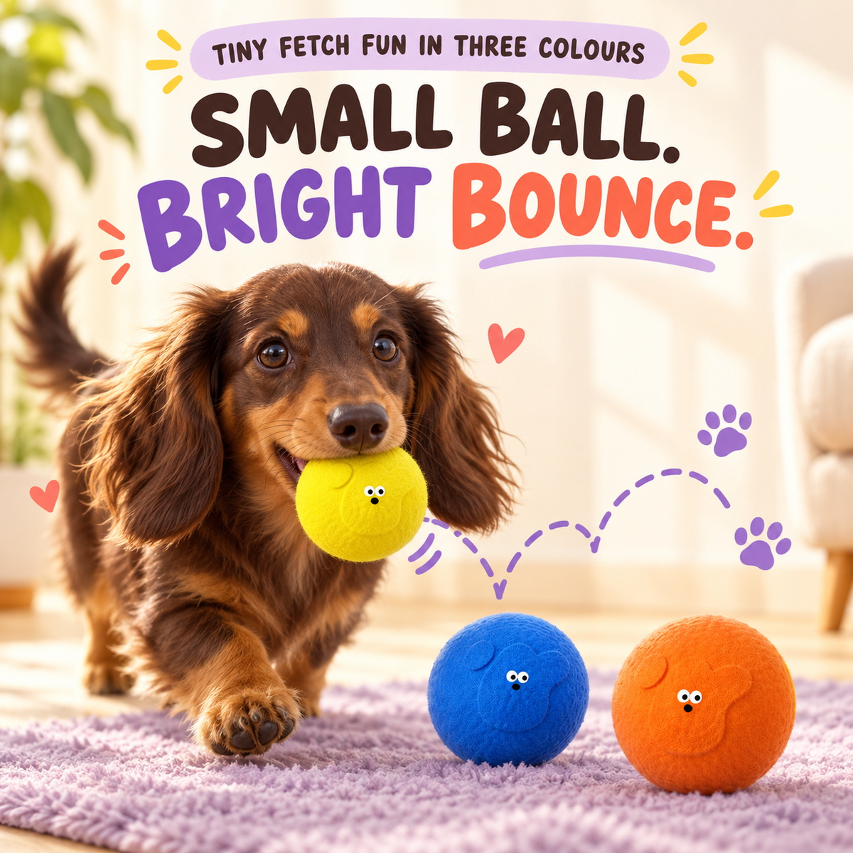 Bright Bounce Mini Tennis Ball in a playful lifestyle scene