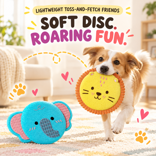 Toss & Roar Plush Flying Disc in a playful lifestyle scene