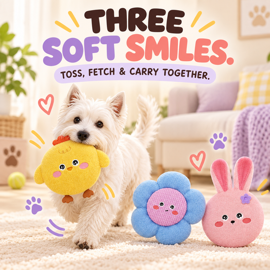 Sunny Trio Plush Flying Disc in a playful lifestyle scene
