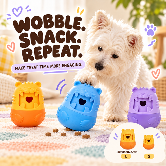 Snack Wobble Treat Dispenser in a playful lifestyle scene