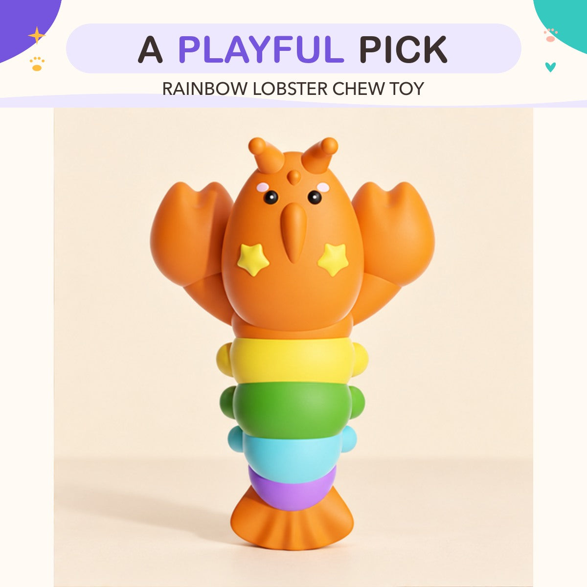 Rainbow Lobster Chew Toy product view