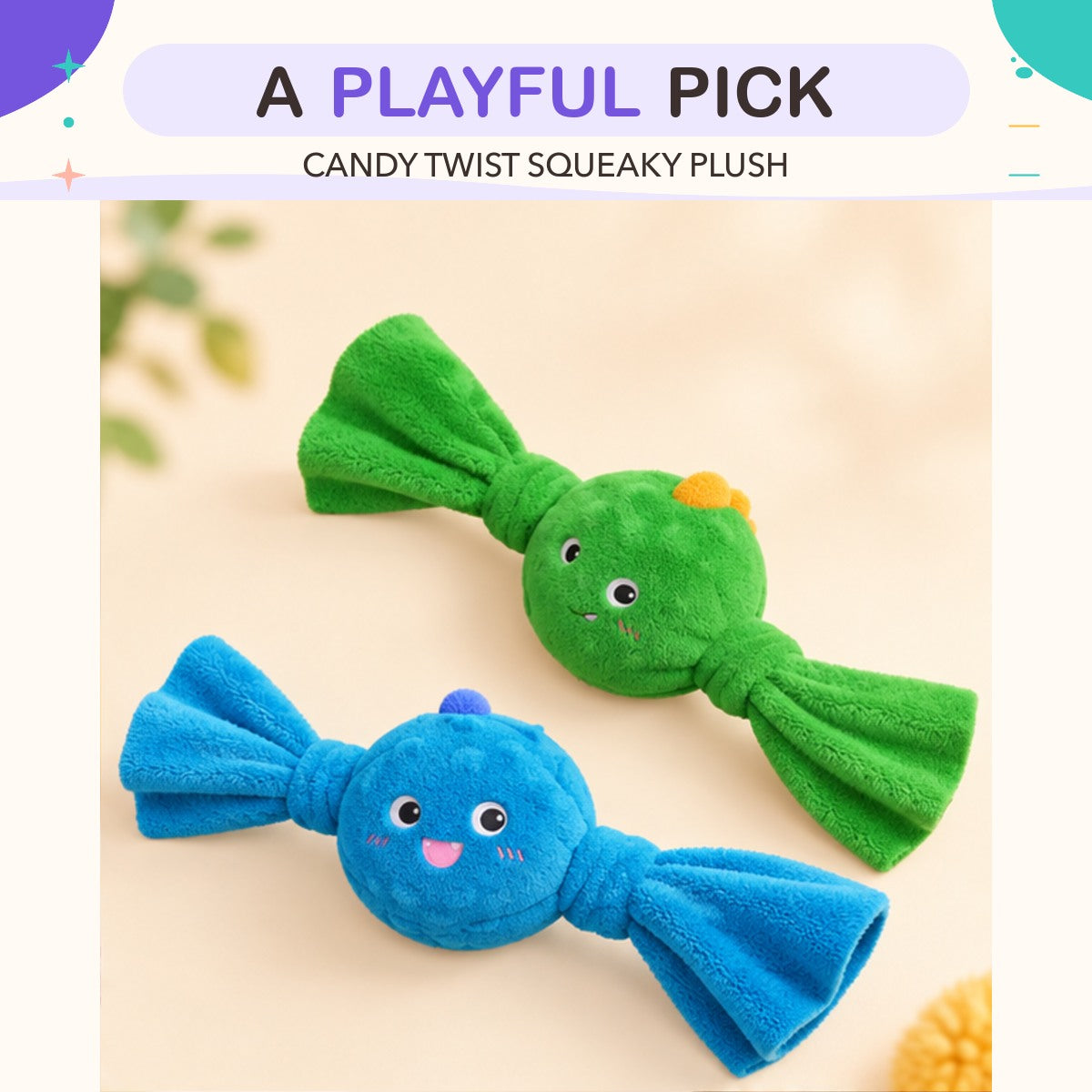 Candy Twist Squeaky Plush product view