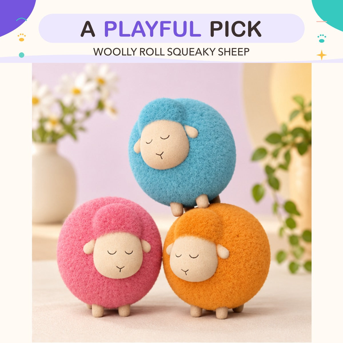 Woolly Roll Squeaky Sheep product view