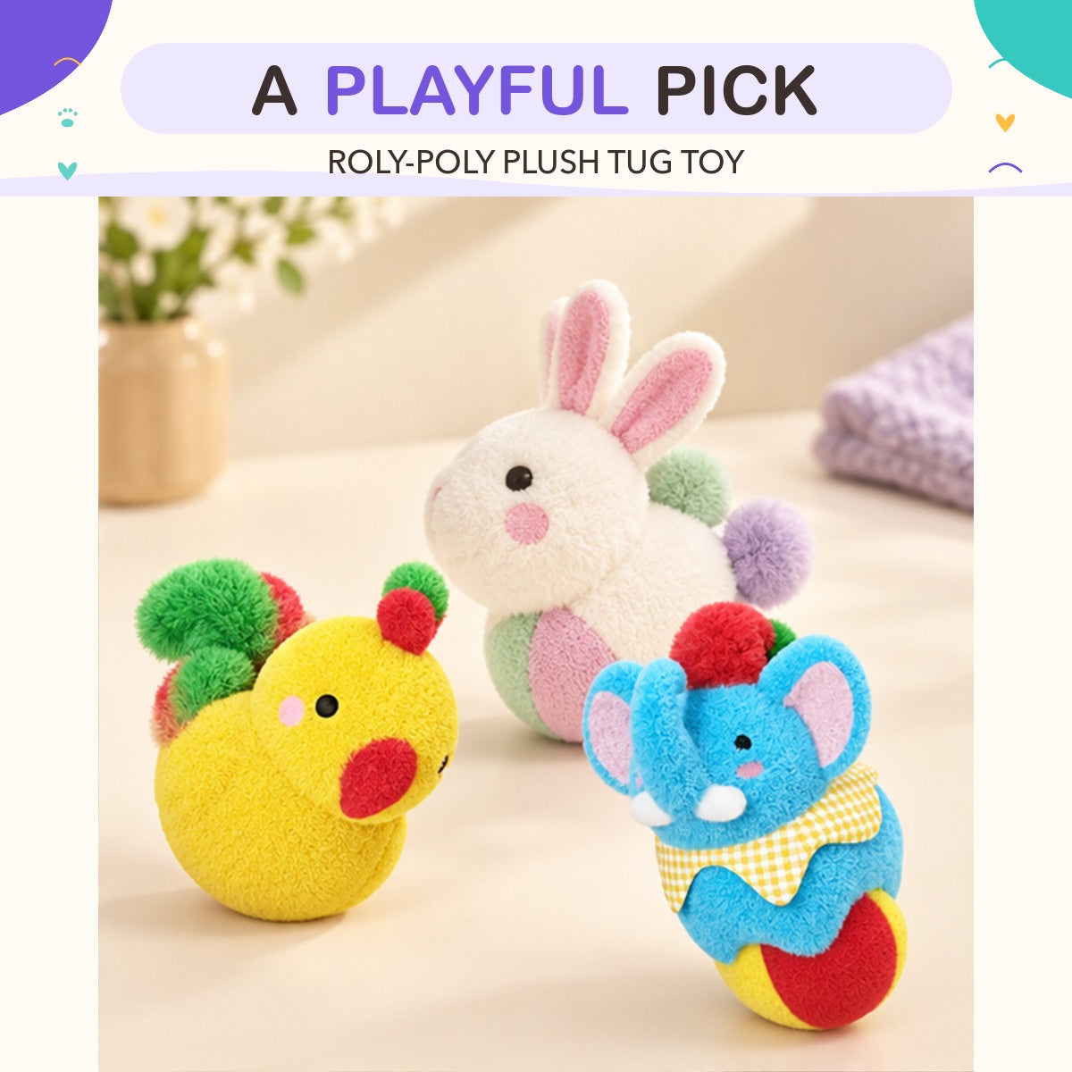 Roly-Poly Plush Tug Toy product view