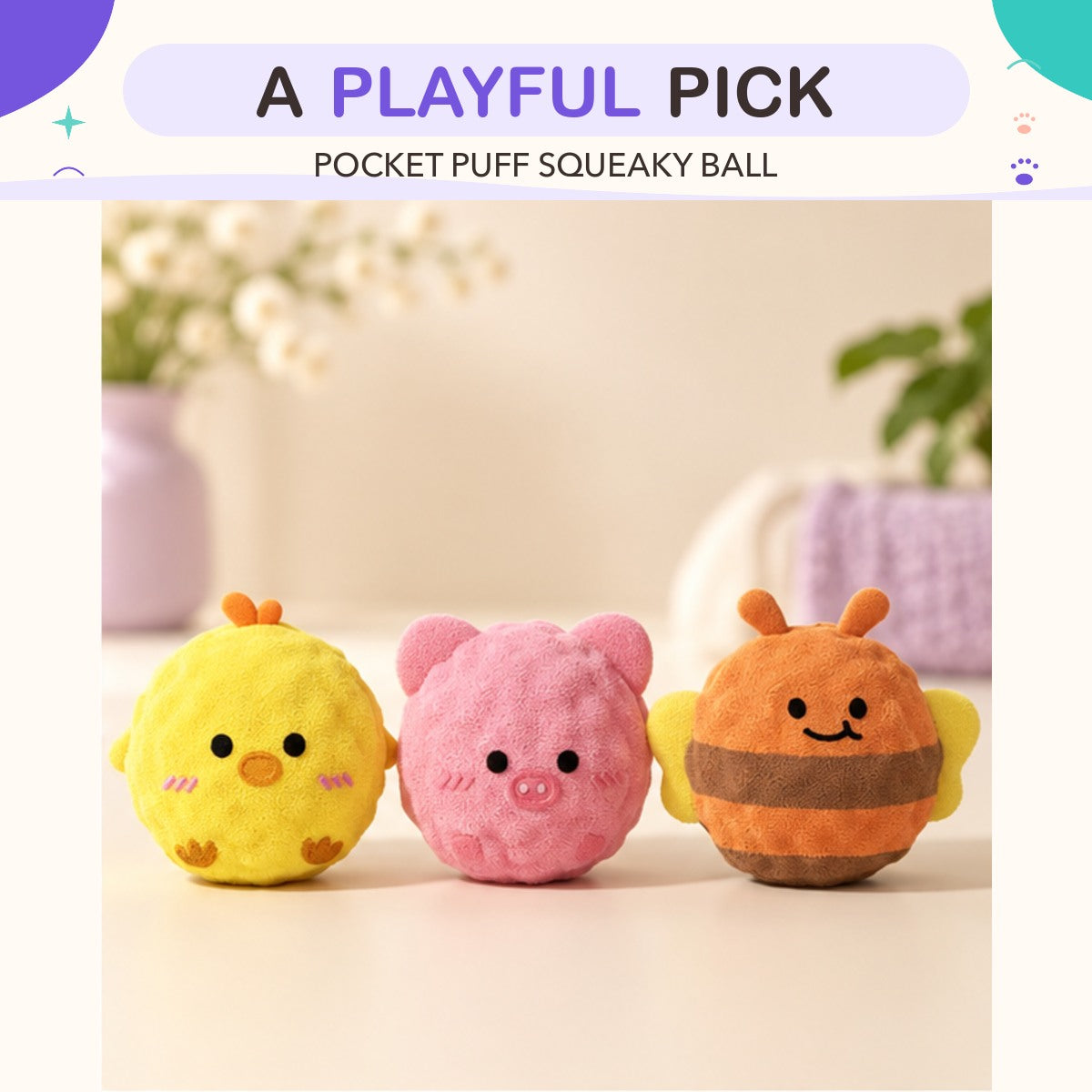 Pocket Puff Squeaky Ball product view