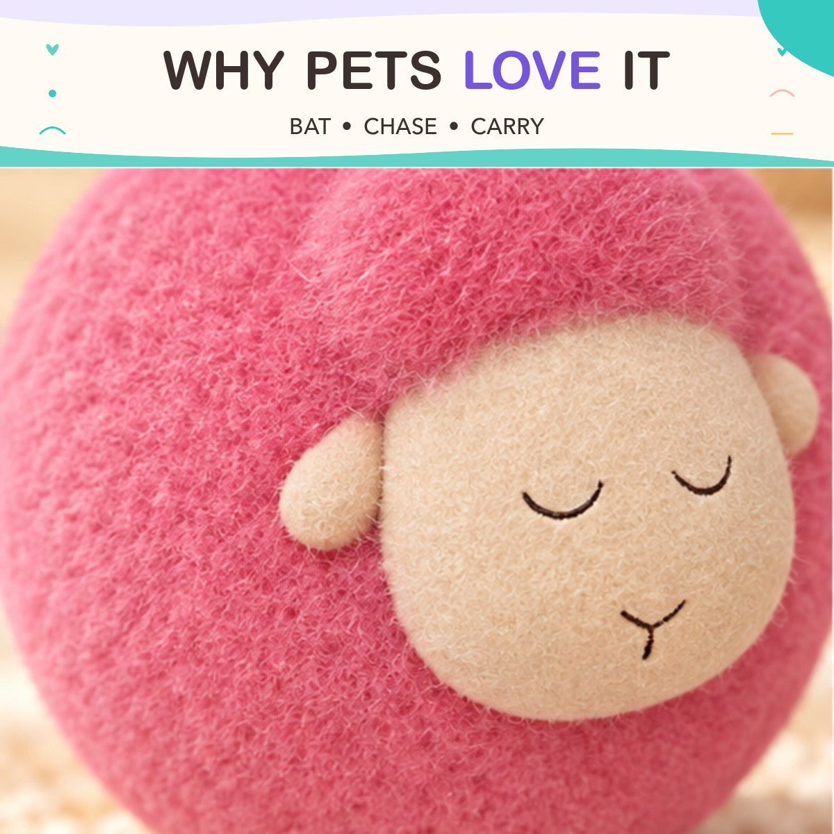 Woolly Roll Squeaky Sheep key features