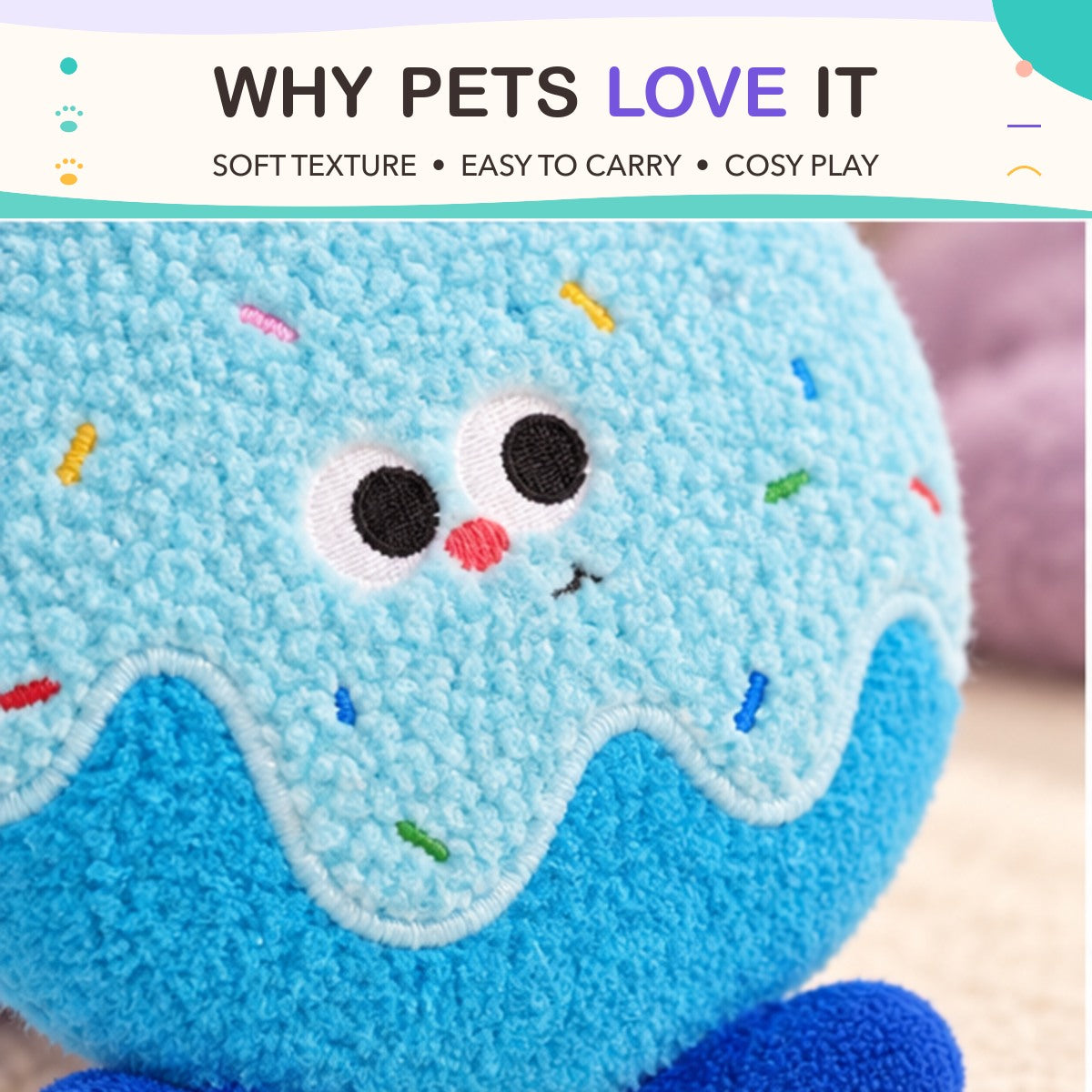 Sprinkle Squeak Plush Disc key features