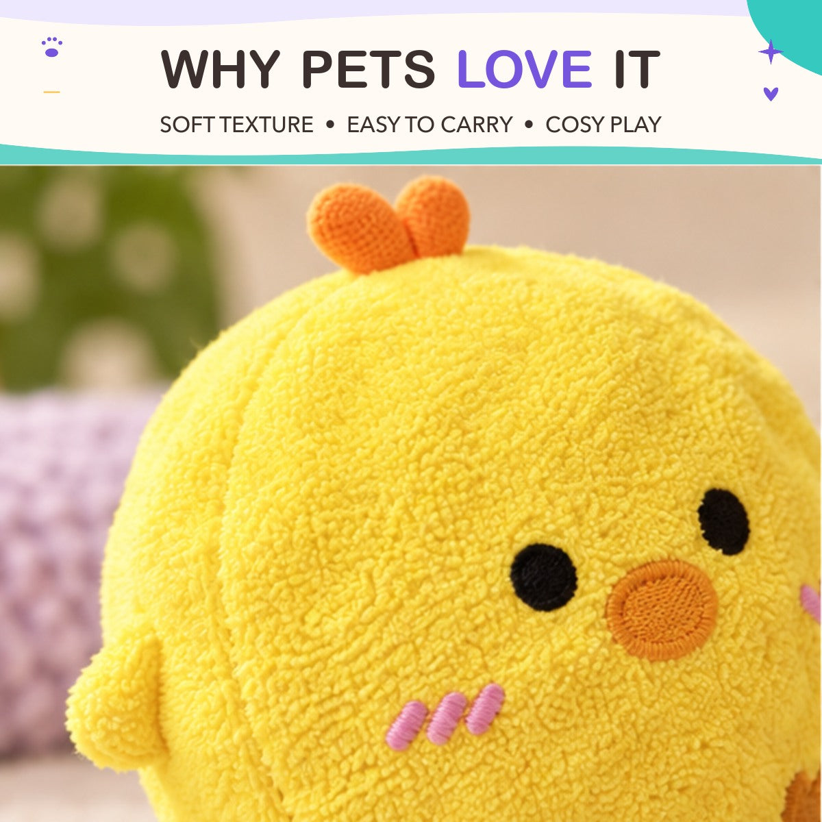 Pocket Puff Squeaky Ball key features