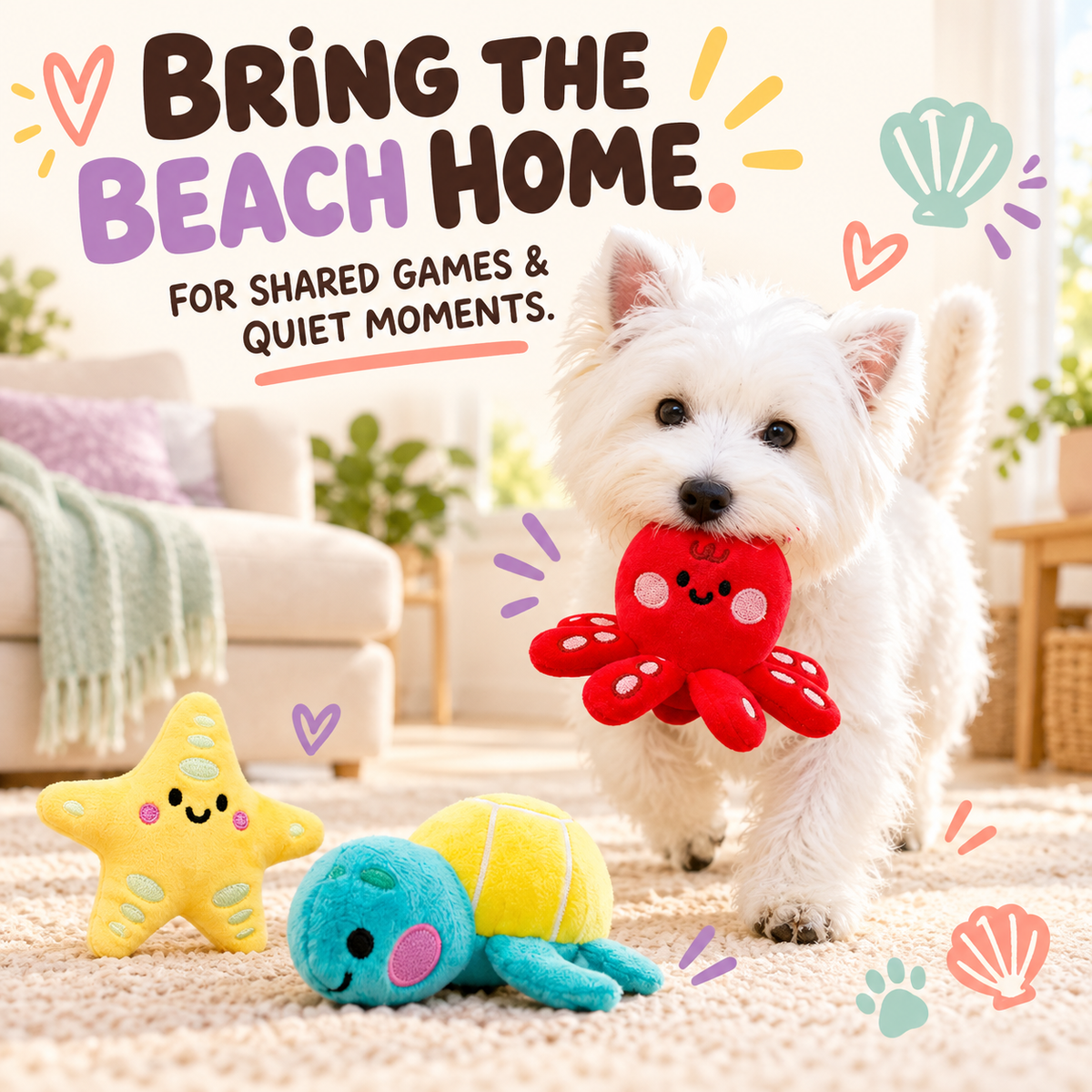 Beach Day Plush Squeaker available variants and scale