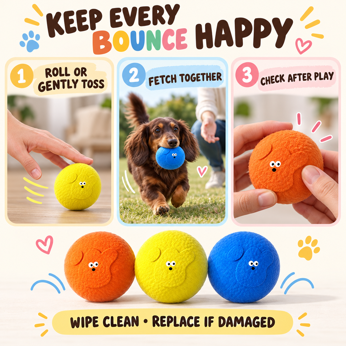 Bright Bounce Mini Tennis Ball play and care guide