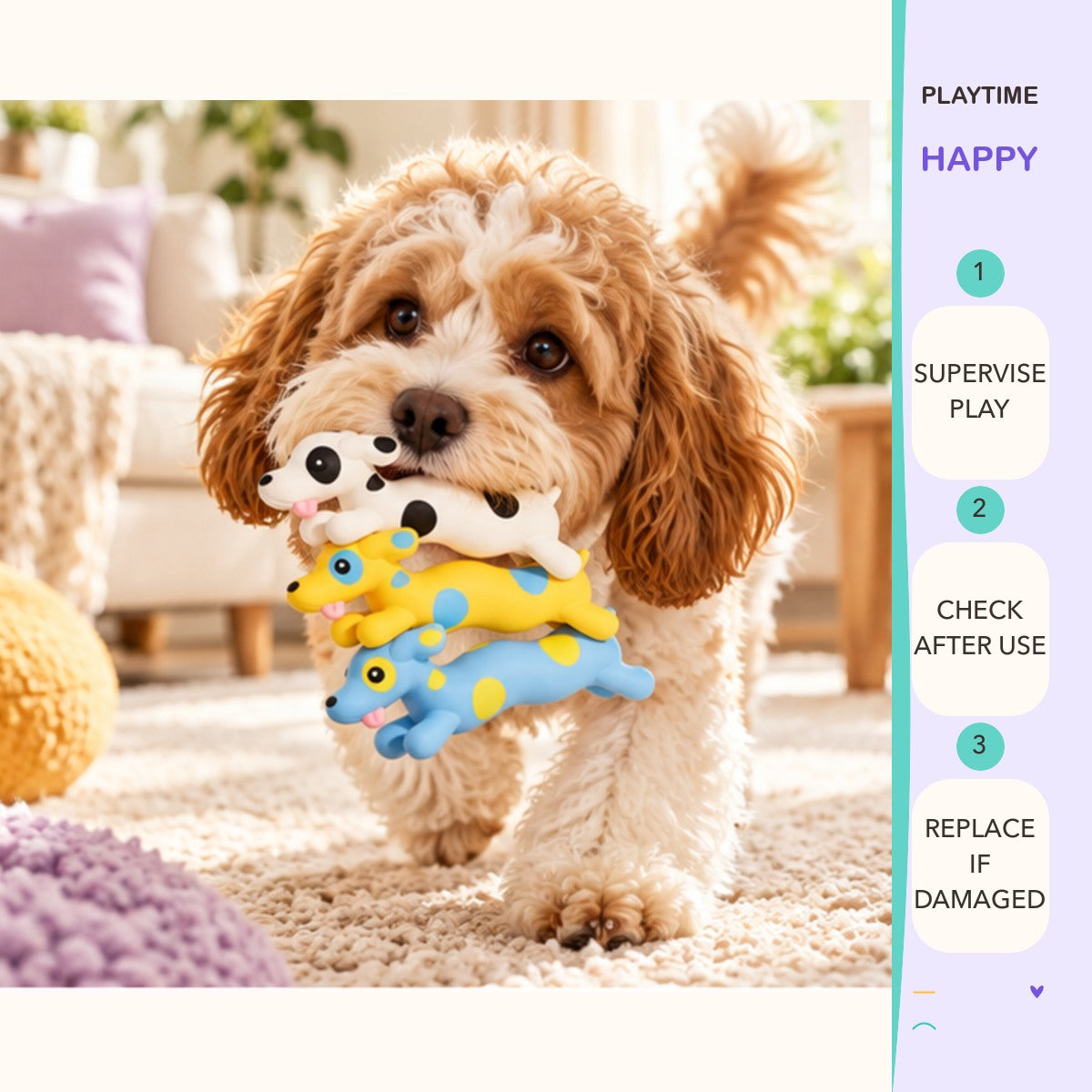 Bouncy Buddies Latex Dog Toy play and care guide