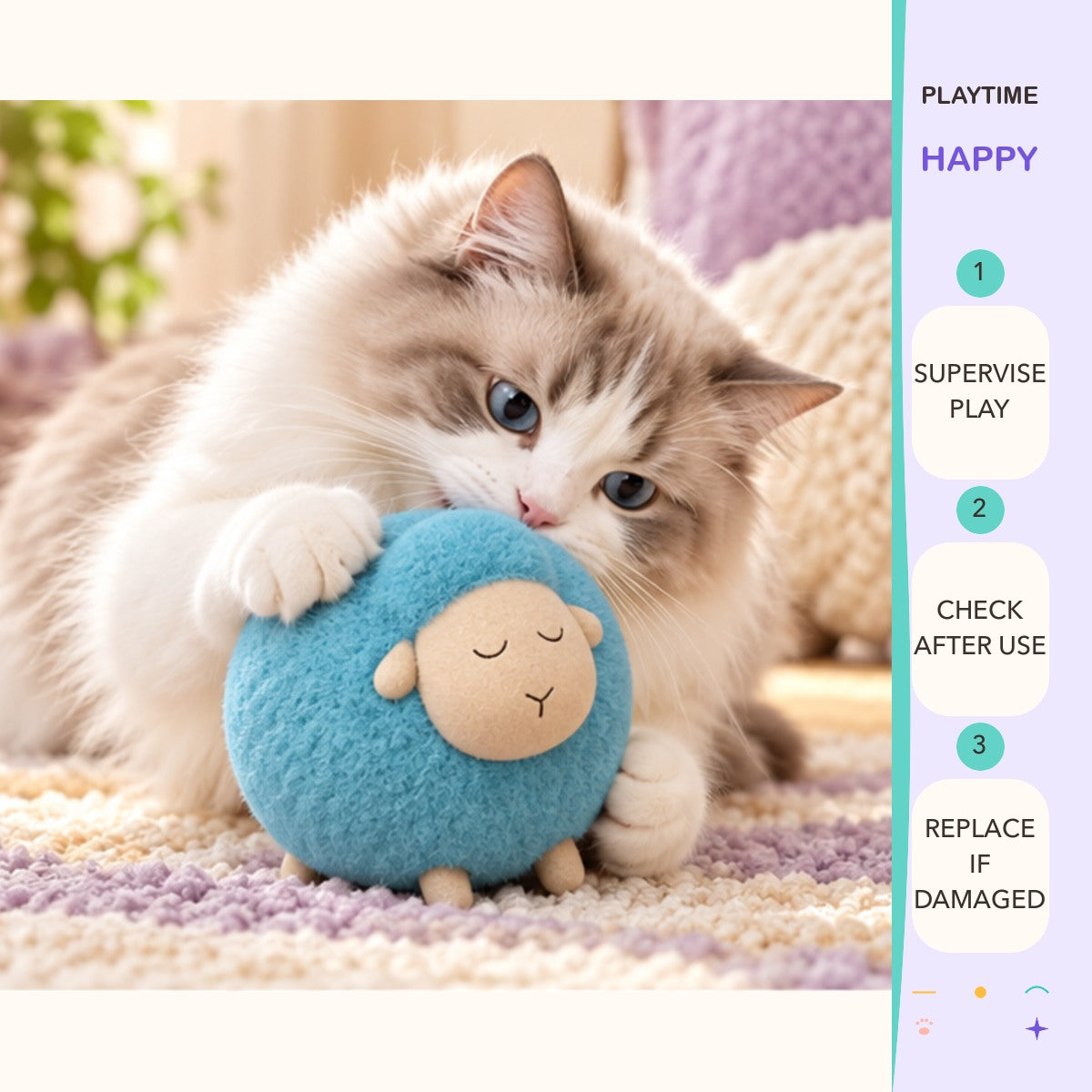 Woolly Roll Squeaky Sheep play and care guide