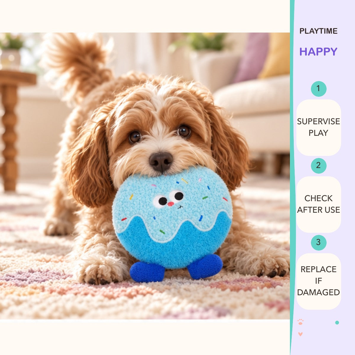 Sprinkle Squeak Plush Disc play and care guide