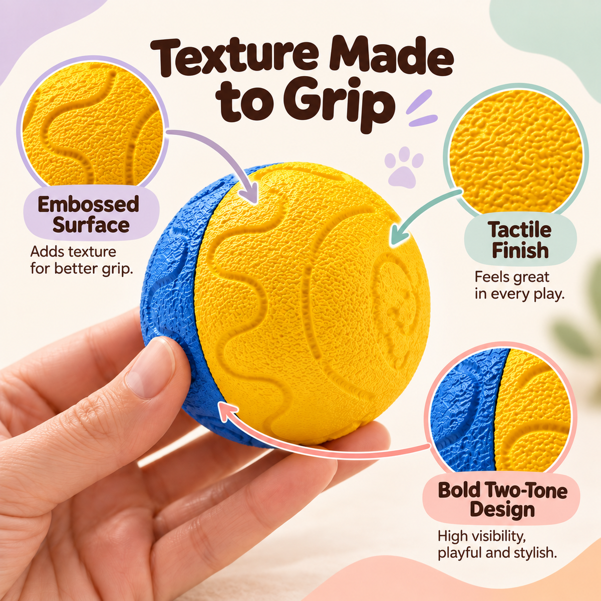 Bounce Buddy Textured Dog Ball — texture details