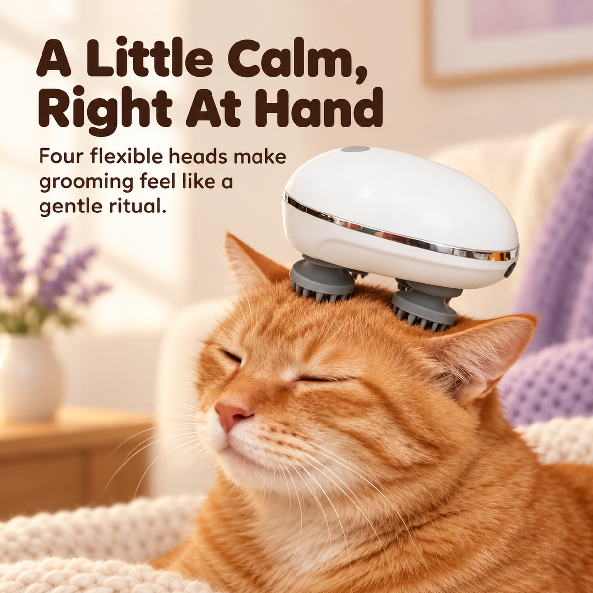 Cat relaxing during a gentle massage session