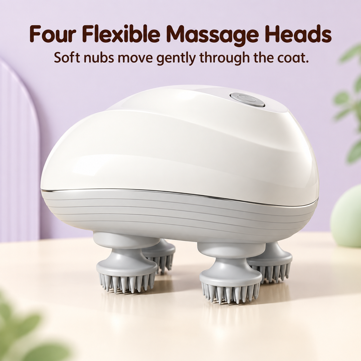 Four flexible massage heads on the grooming tool