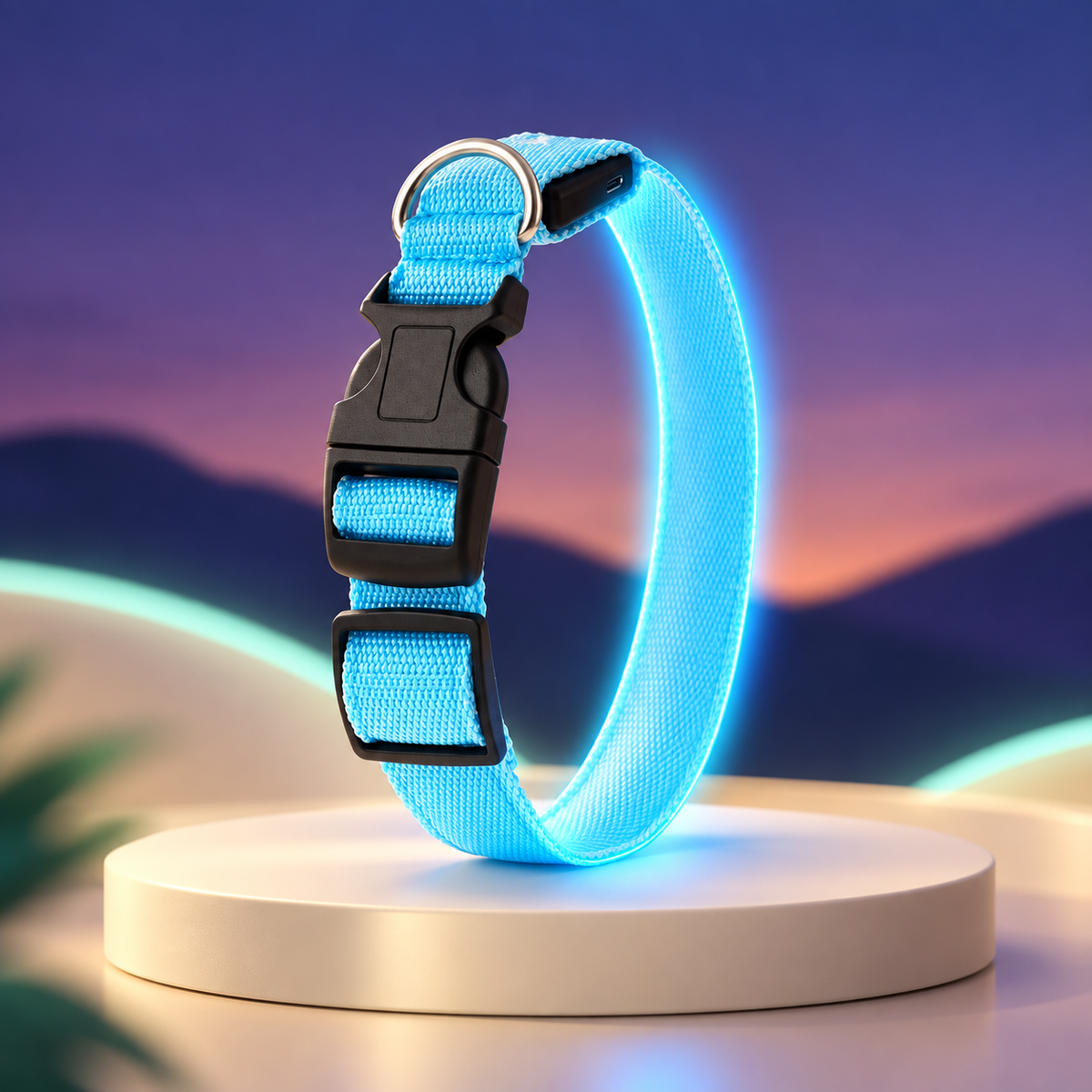 GlowTrack blue rechargeable LED dog collar