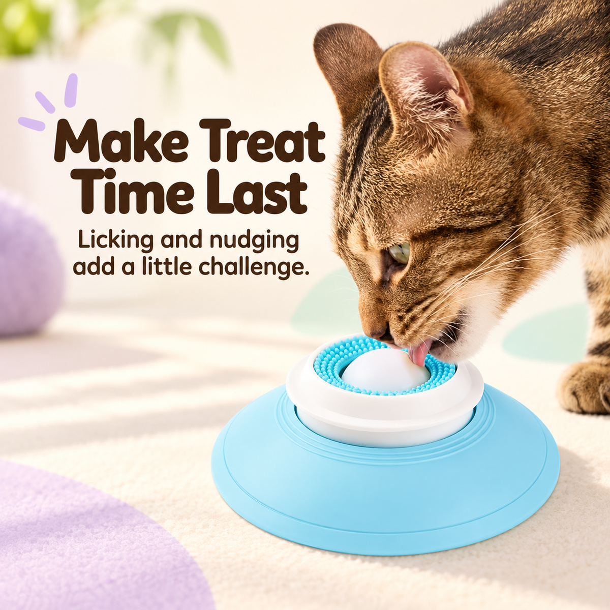 Cat enjoying a slower treat activity
