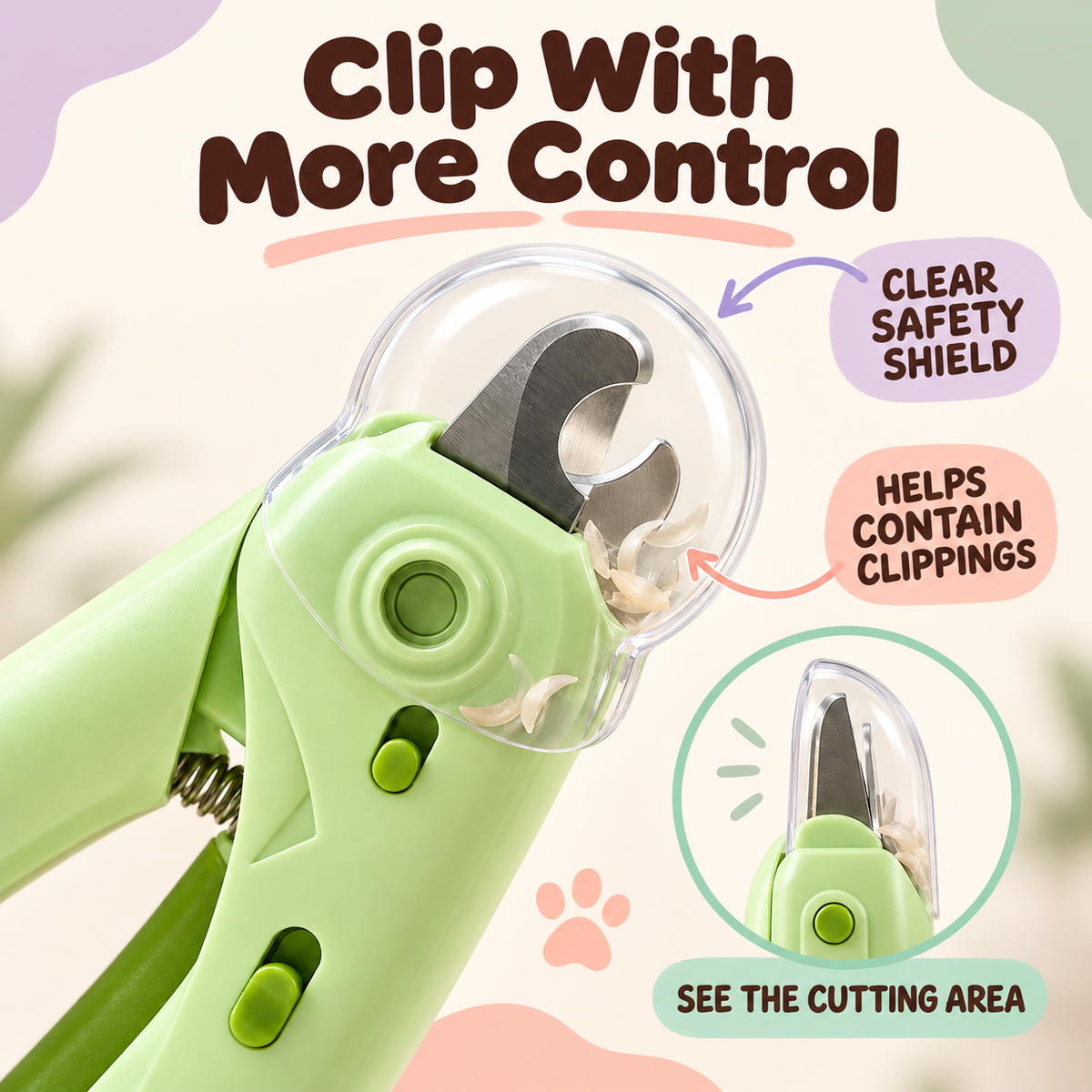 PawBright LED Pet Nail Clipper — safety shield