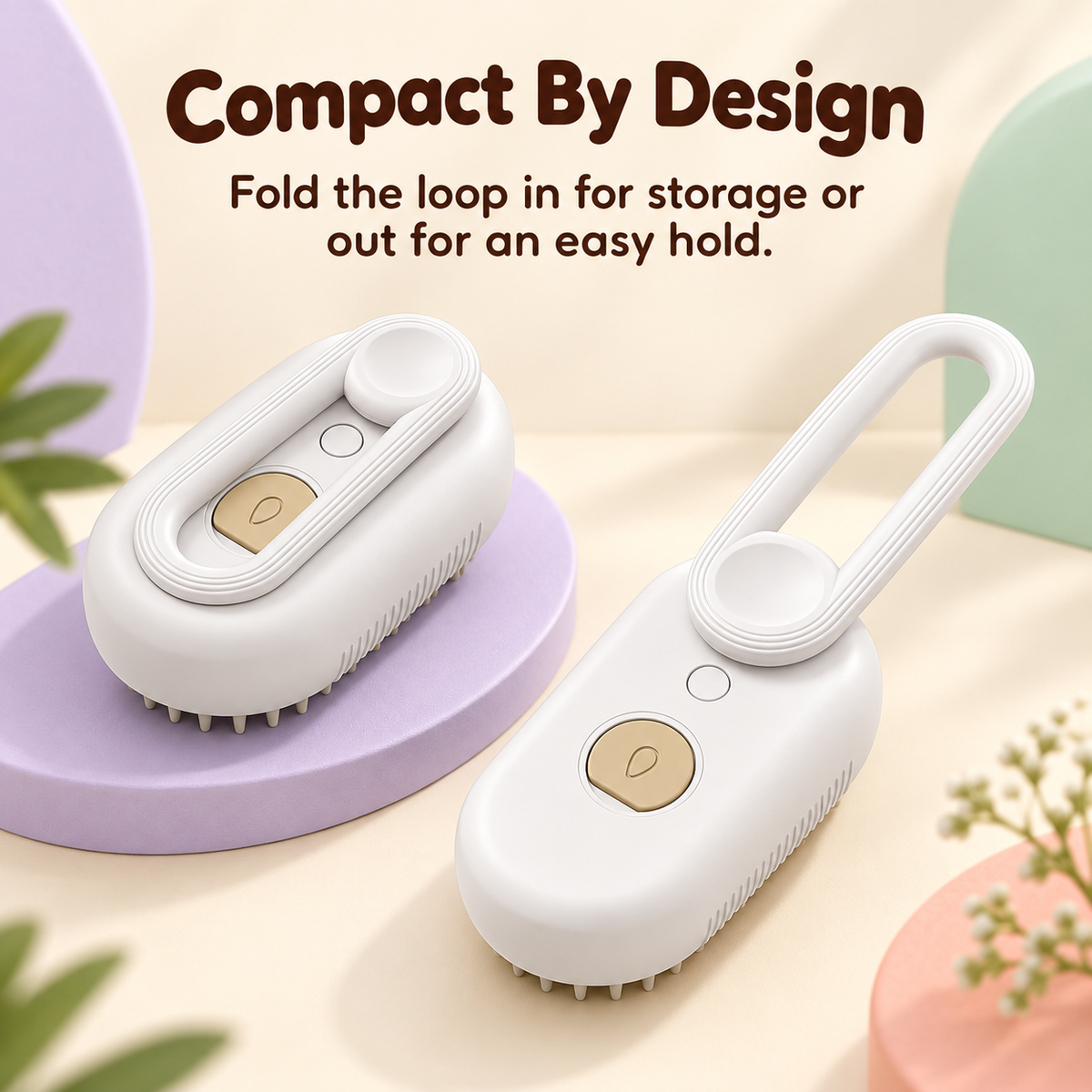 Compact PawSpa brush folded for easy storage