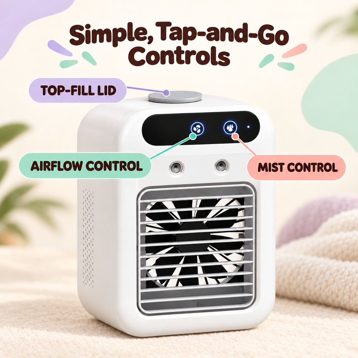 Pet Nook Mini Misting Fan — controls