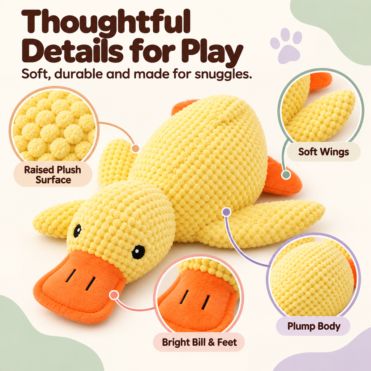 Quack Pack Textured Plush Duck Toy — texture details