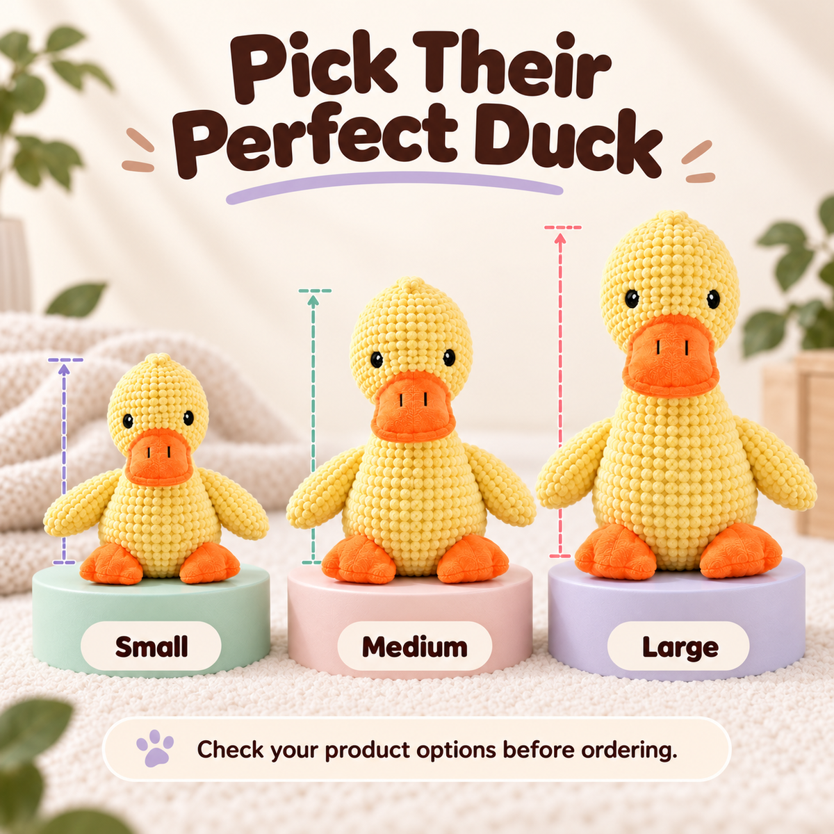 Quack Pack Textured Plush Duck Toy — size options