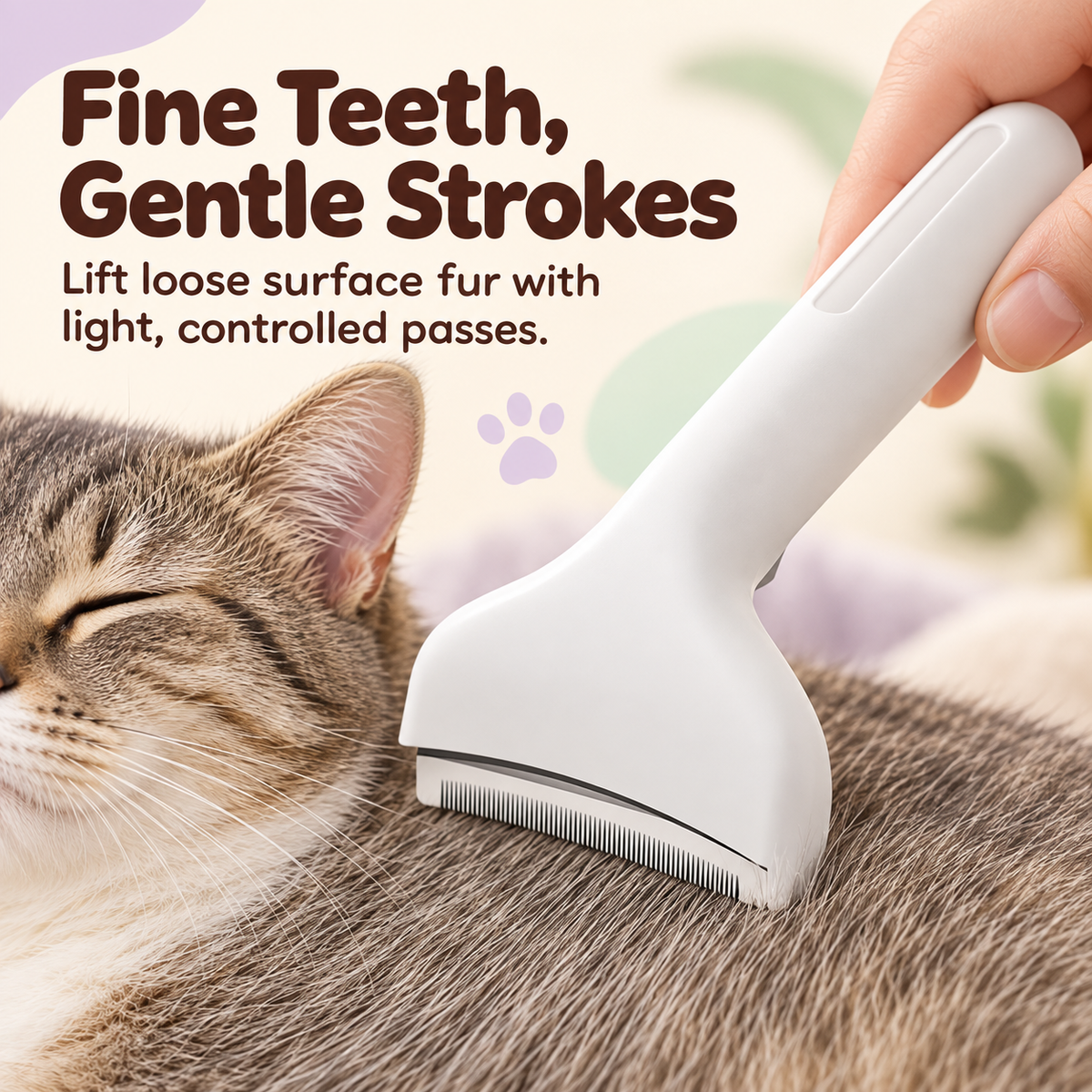 Fine-tooth grooming edge lifting loose surface fur