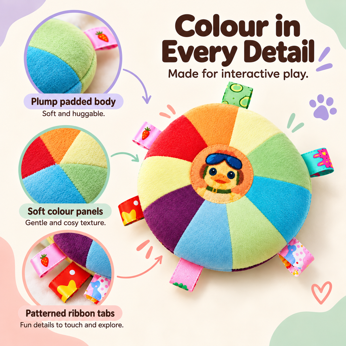 Rainbow Sound Disc Pet Toy — colour details
