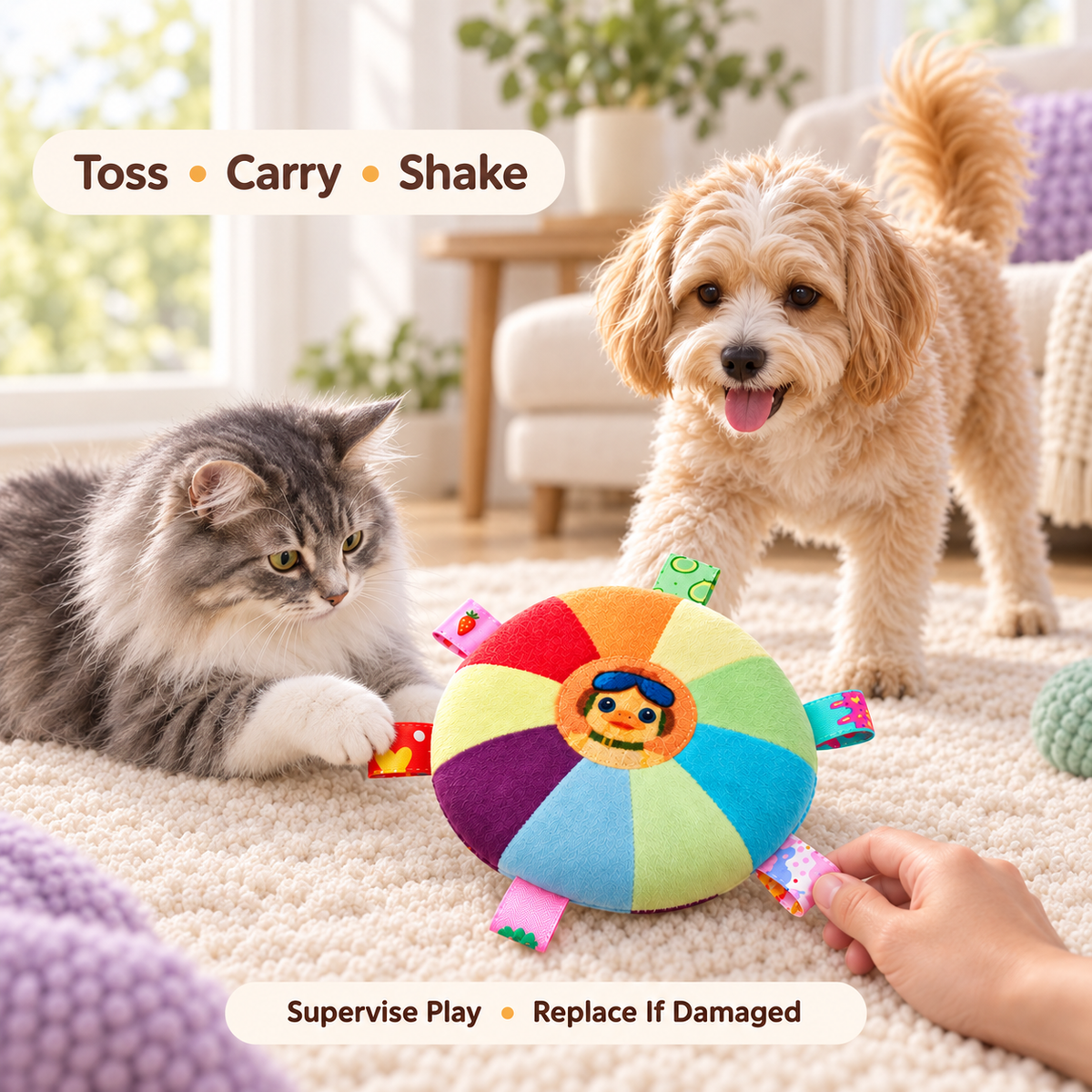 Rainbow Sound Disc Pet Toy — cats dogs play