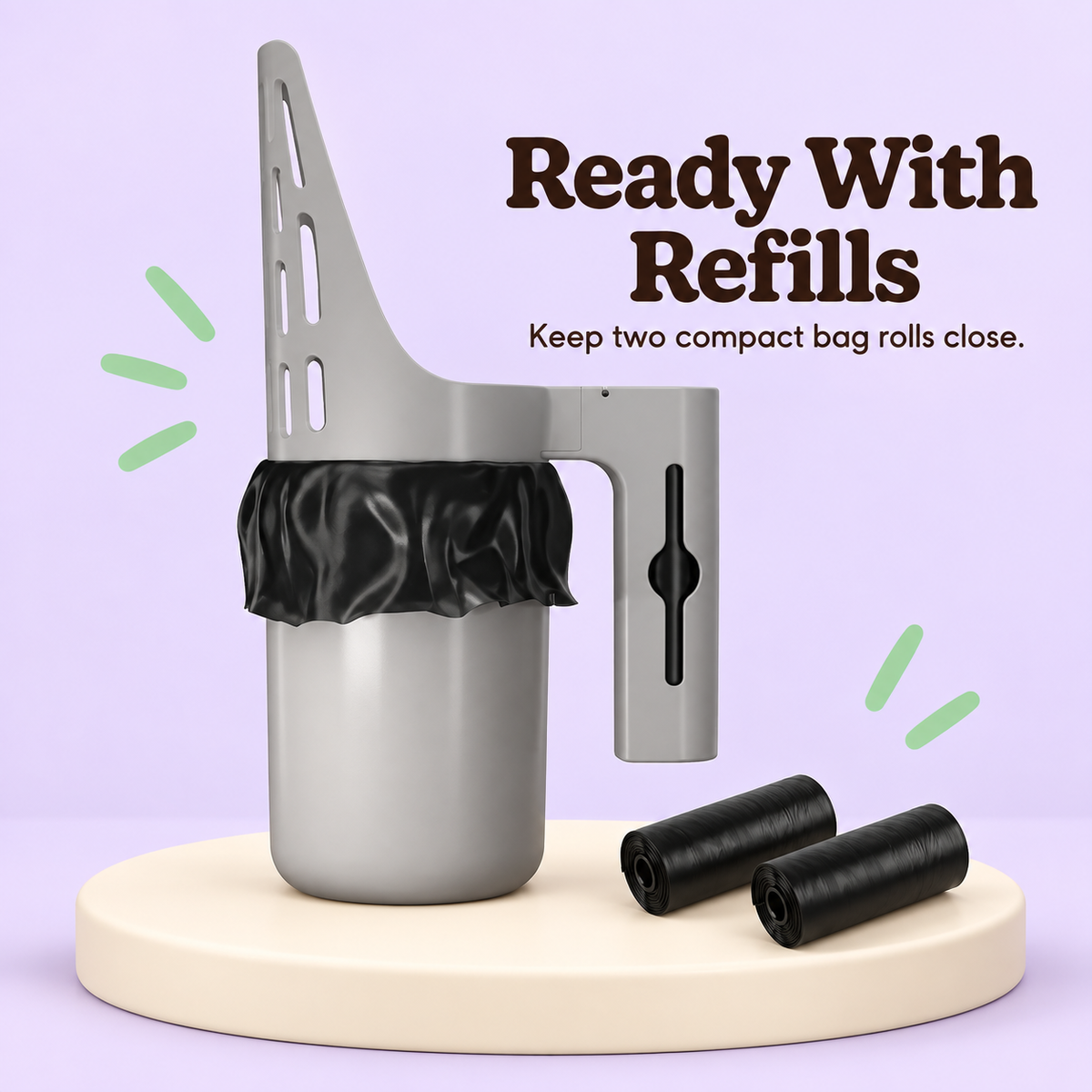 Scoop & Go litter scoop with refill bag rolls
