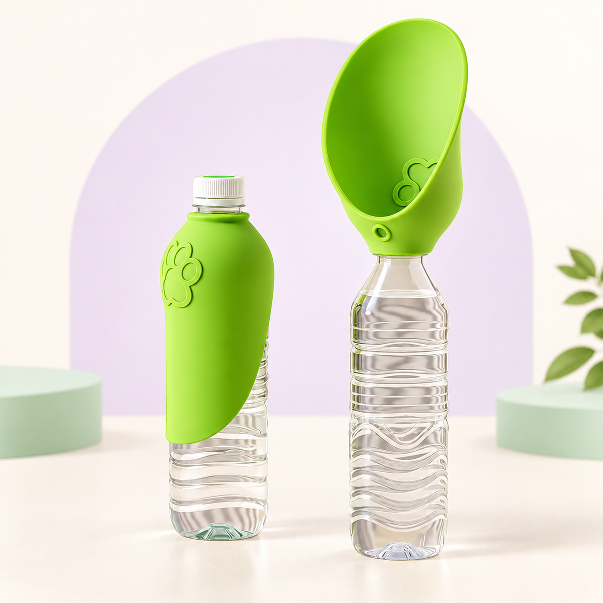 Sip & Stroll green water dispenser with a bottle