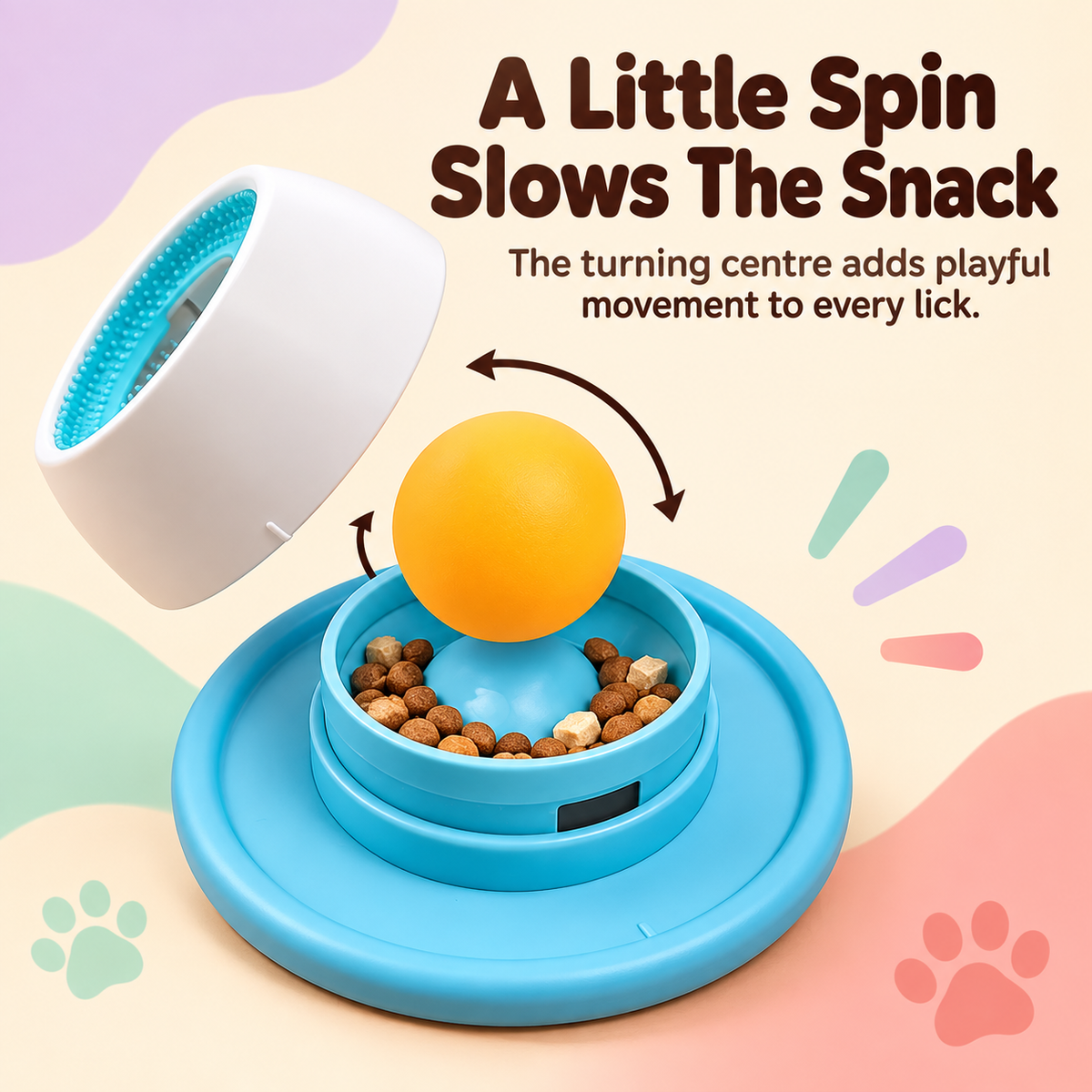 Rotating textured centre for slower treat play